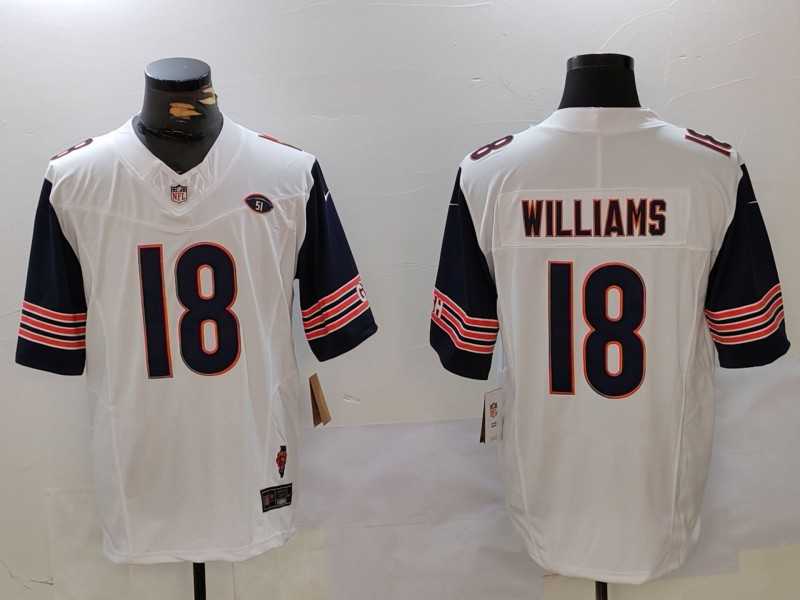 Mens Chicago Bears #18 Caleb Williams Limited White Fashion FUSE Jersey